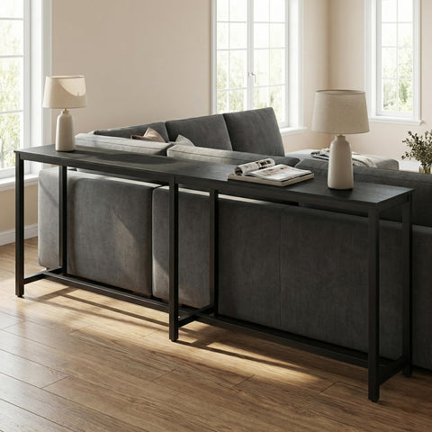Homleke 71-inch table side view highlighting counter-height for casual dining