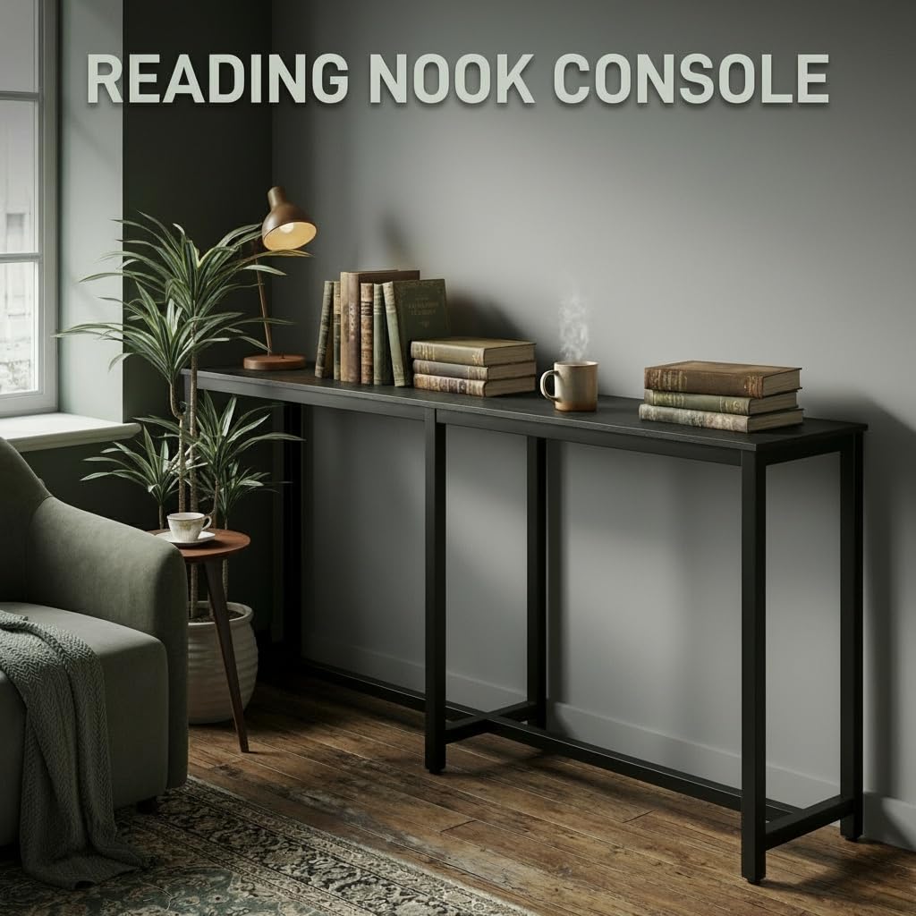 Homleke black-finish table close-up highlighting smooth surface and finish