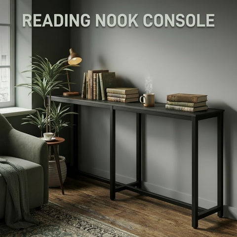 Homleke black-finish table close-up highlighting smooth surface and finish