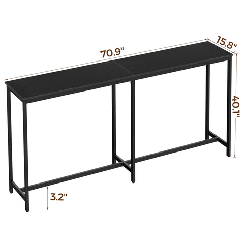 Homleke 71-inch table full-length setup with chairs in a home dining area