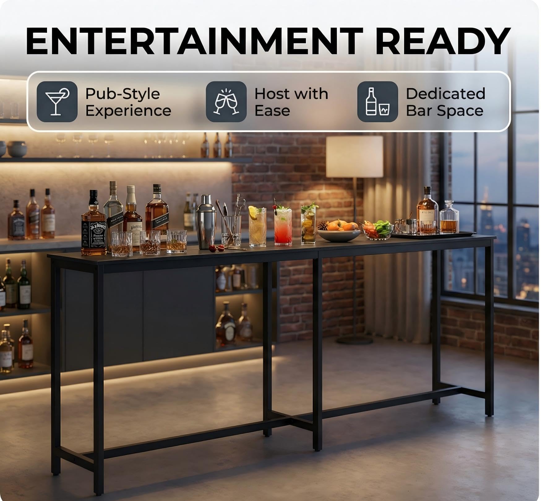 Homleke 71-inch table in kitchen dining setup illustrating compact design