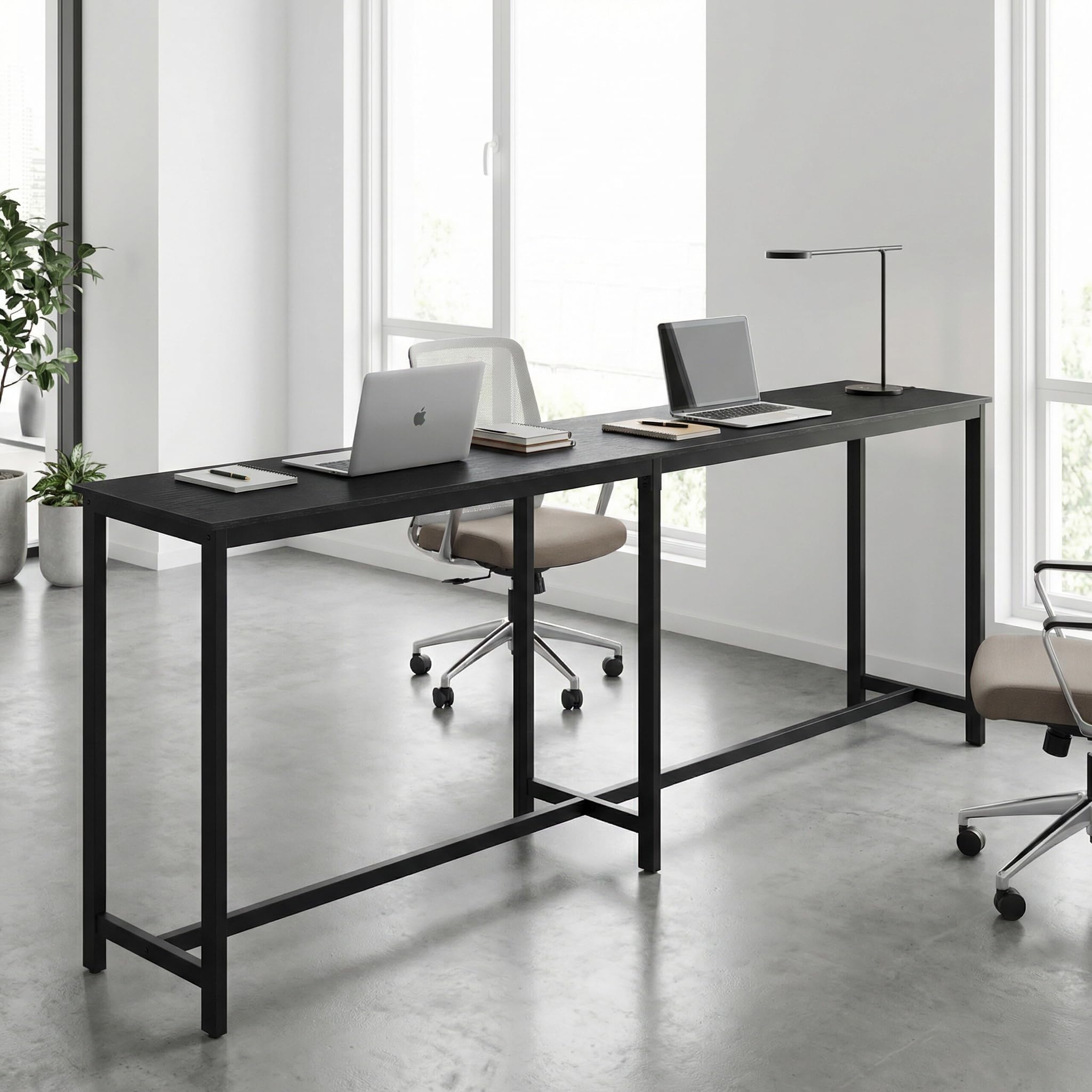 Homleke 71-inch table with chairs demonstrating versatile use