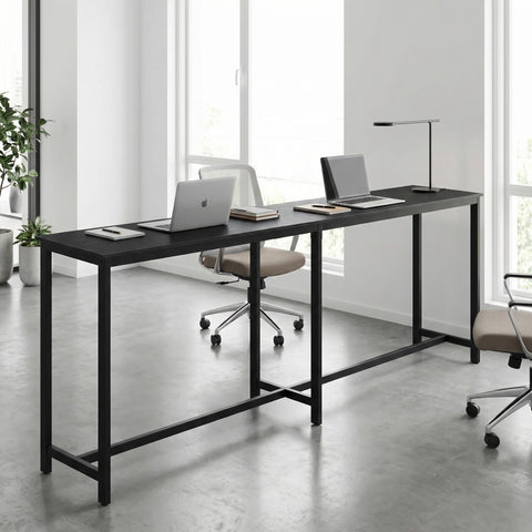 Homleke 71-inch table with chairs demonstrating versatile use