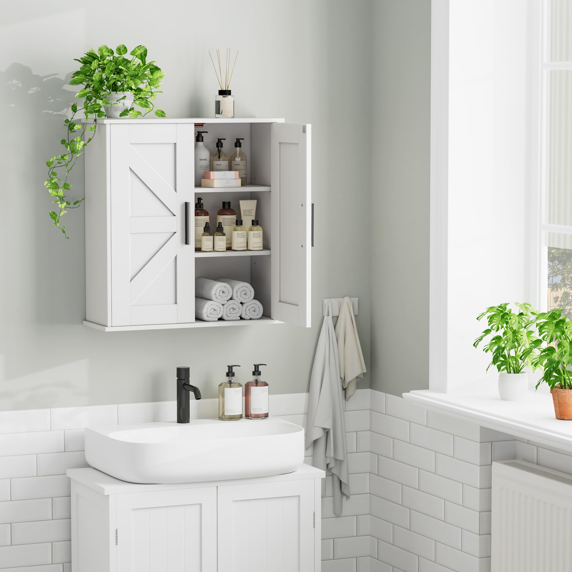 Homleke durable MDF construction withstands daily bathroom use.