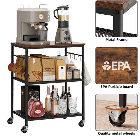 Homleke cart showing lockable wheels for stable placement during use.