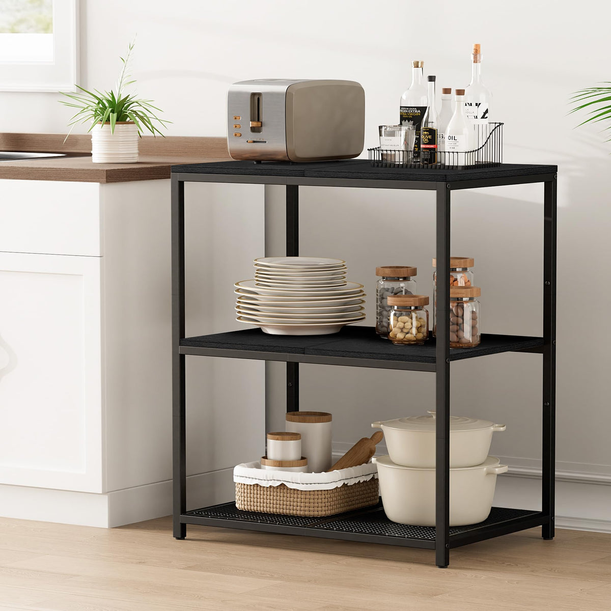 Homleke Kitchen Island with a spacious workstation for meal prep.