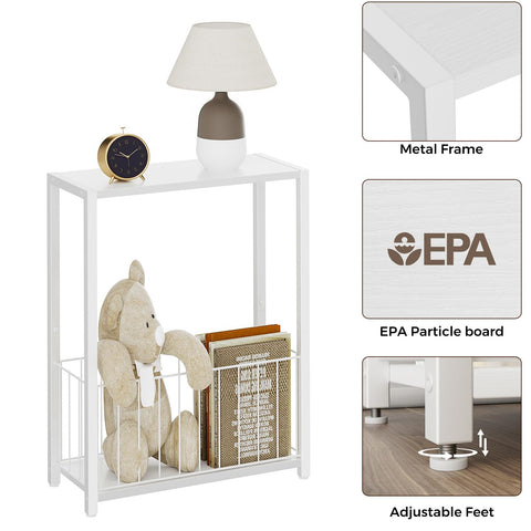 Homleke multiuse side table used as a nightstand in a bedroom setup