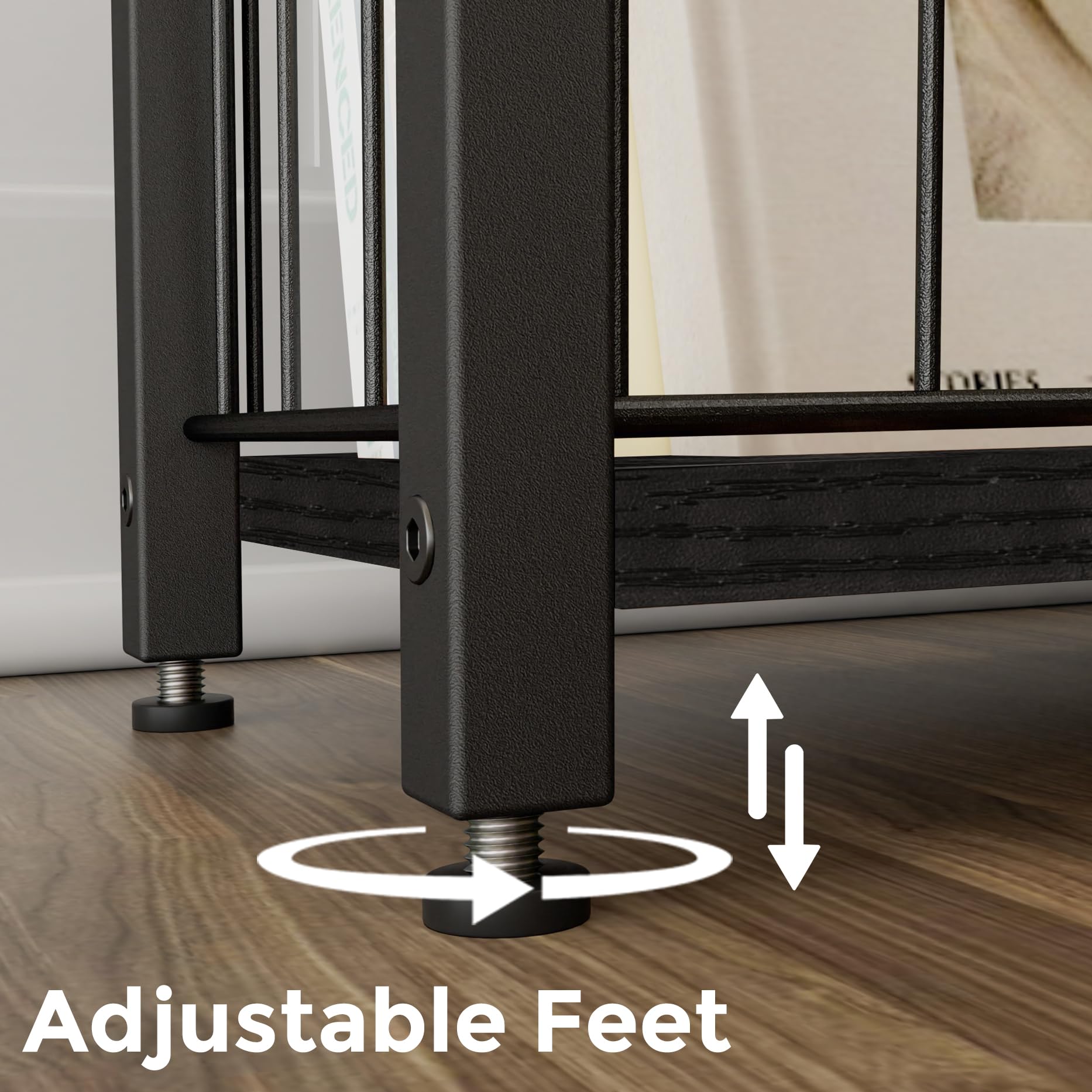 Homleke narrow side table dimensions view emphasizing 7.1 x 16.9 x 23.6 inches.