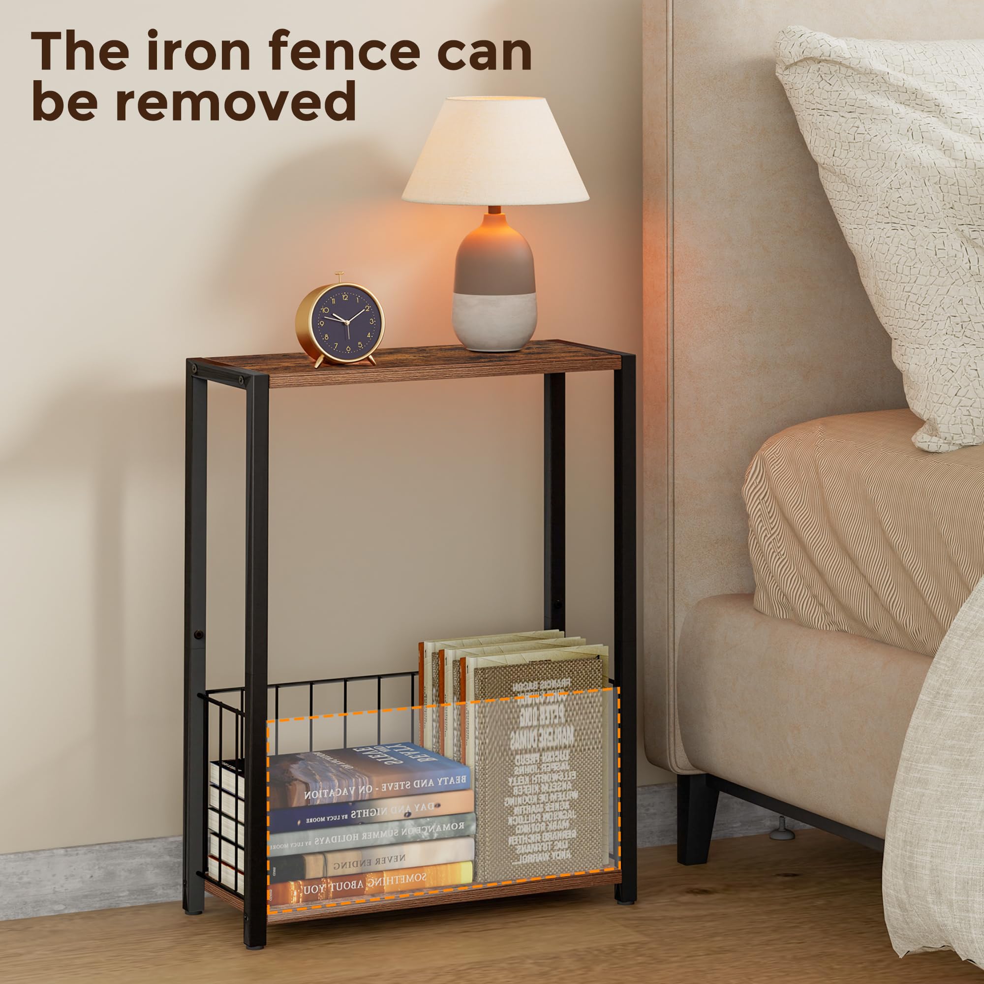 Homleke multi use design serves as table, nightstand, or organizer.