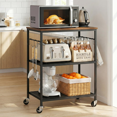 Homleke portable kitchen cart ready to move between rooms.