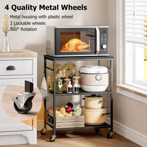 Homleke rolling cart with mesh shelves, durable storage for pots, pans, and pantry items.