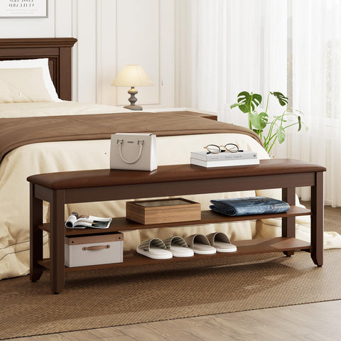 Open flip-top storage on the Homleke bench shows space for small essentials.