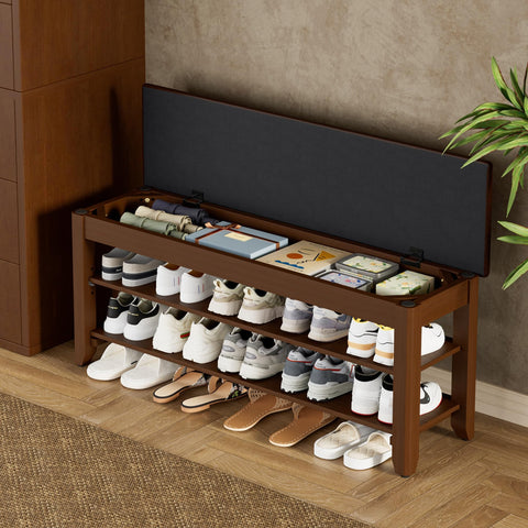Homleke shoe rack bench with flip-top storage for organized entryway.
