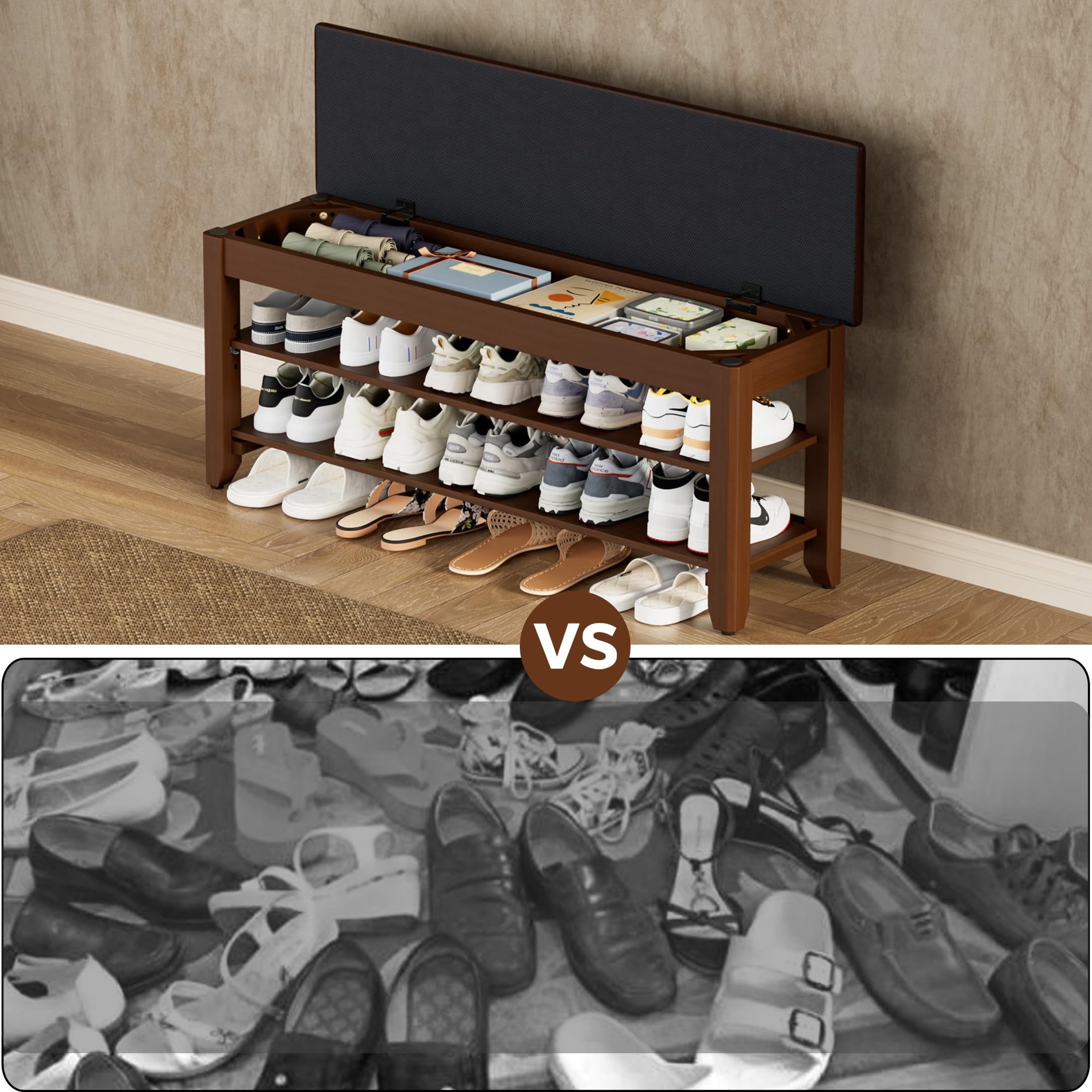 Homleke walnut color enhances contemporary hallway styling.