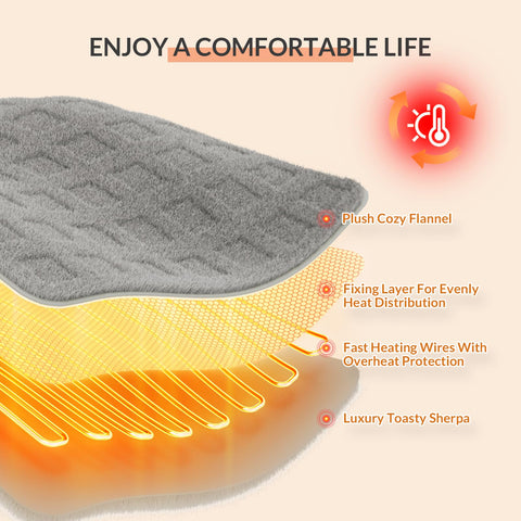 HOMLYNS LuxeHeat blanket features 3-hour auto shut-off for safe use.