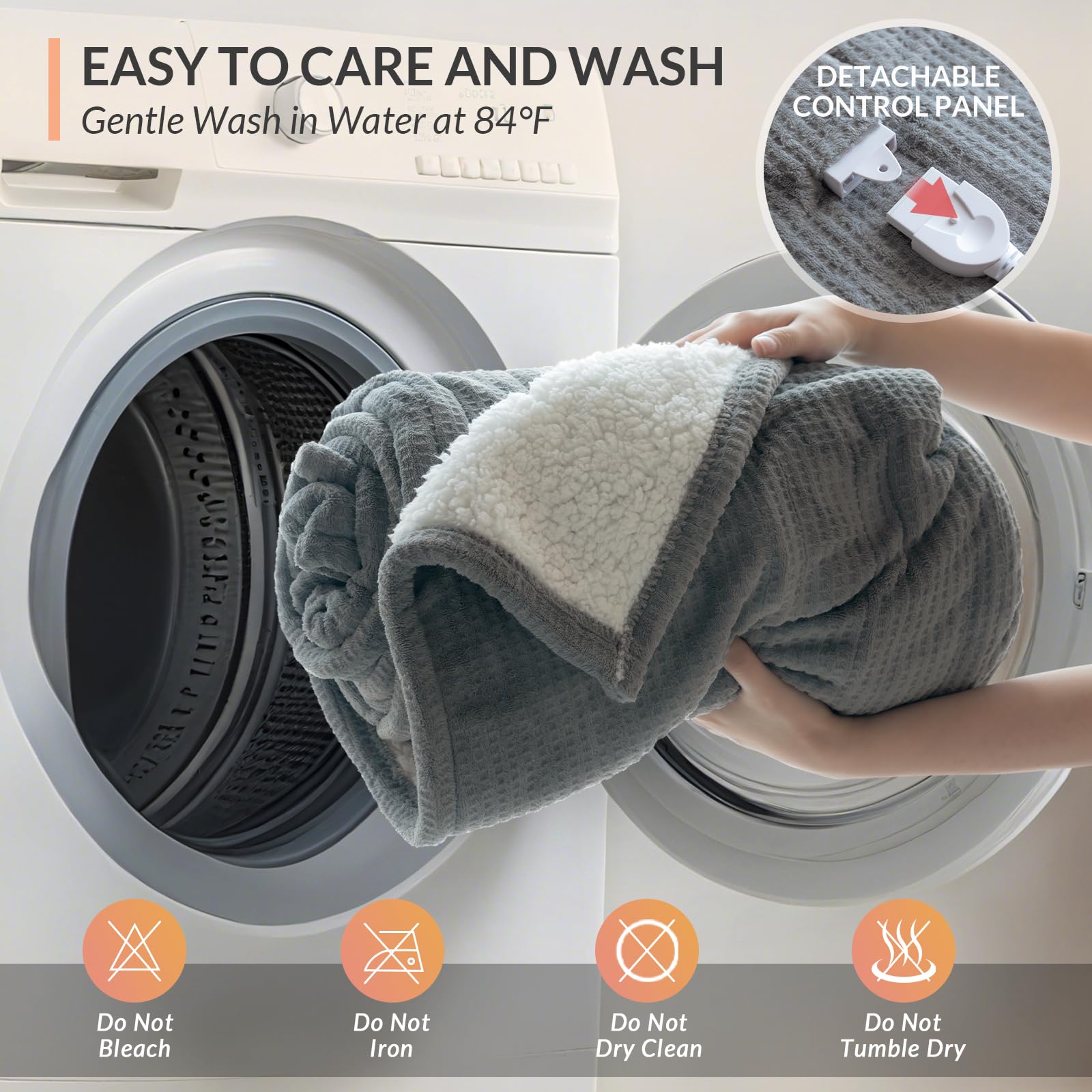 HOMLYNS LuxeHeat blanket in grey, 50×60 inches, ideal for shared warmth.