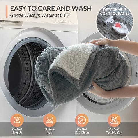 HOMLYNS LuxeHeat blanket in grey, 50×60 inches, ideal for shared warmth.