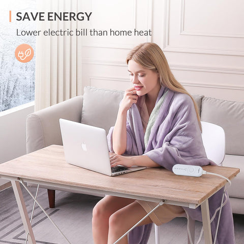 HOMLYNS LuxeHeat blanket extended 8.5-foot cord for flexible placement