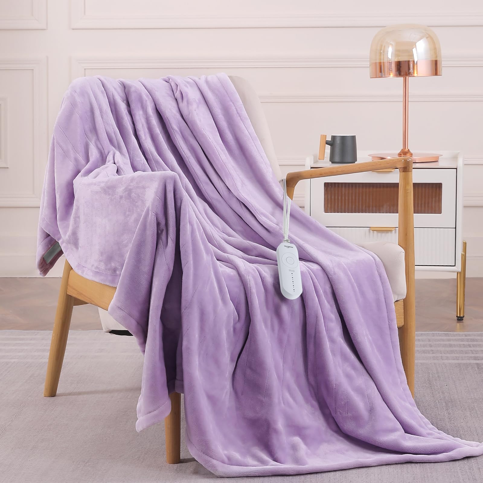 HOMLYNS LuxeHeat lilac purple color adds calm ambiance to room
