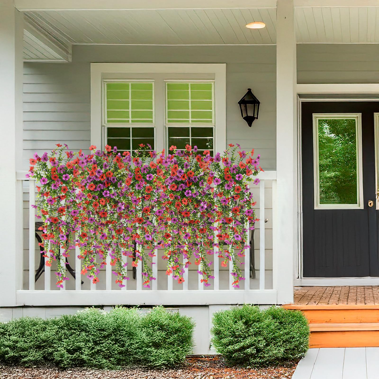 Hommyea adjustable hanging flowers with bendable stems for flexible porch styling.
