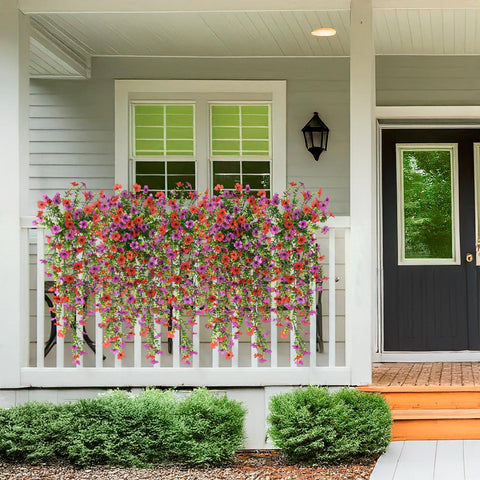 Hommyea adjustable hanging flowers with bendable stems for flexible porch styling.