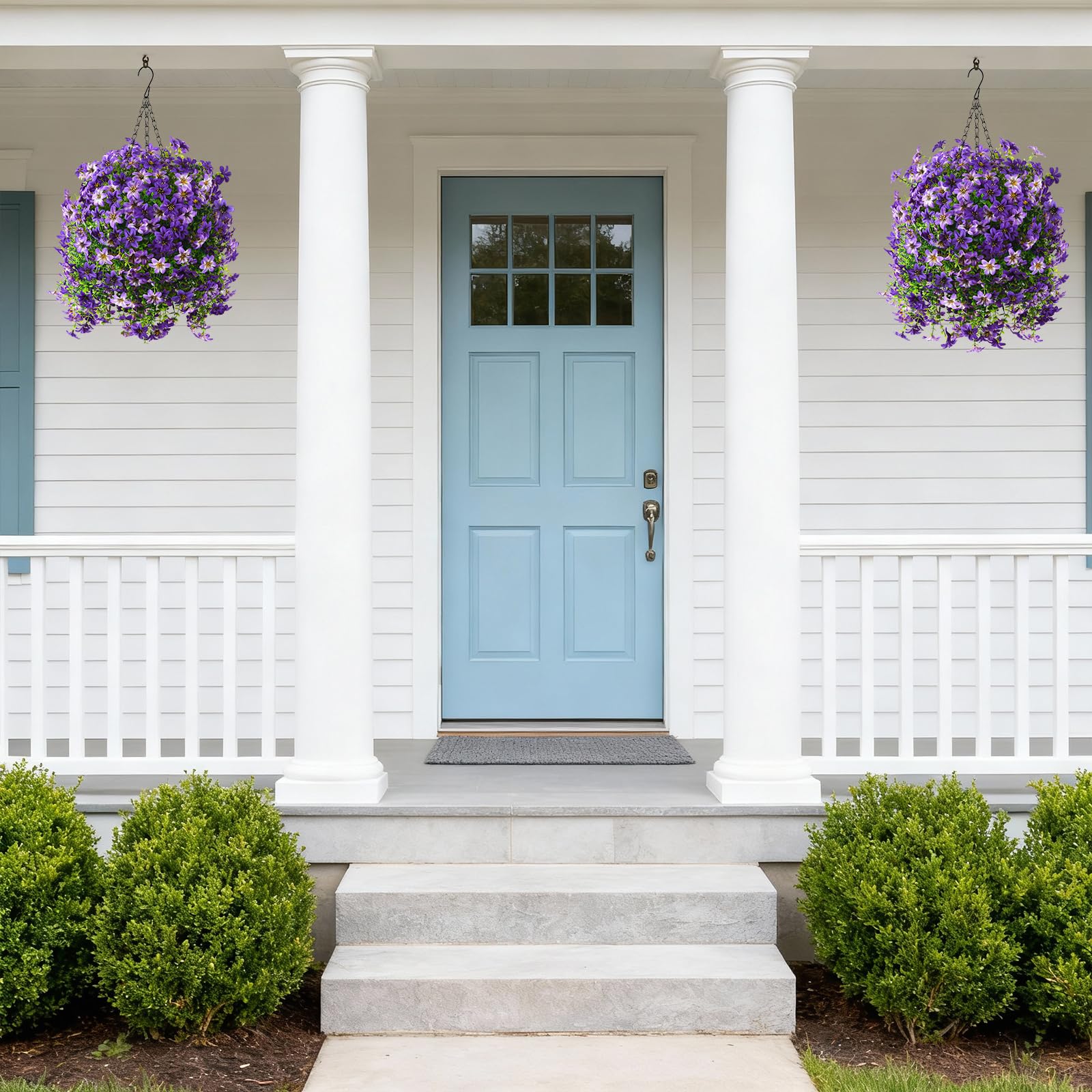 Hommyea hanging flowers with greenery provide realistic outdoor decor