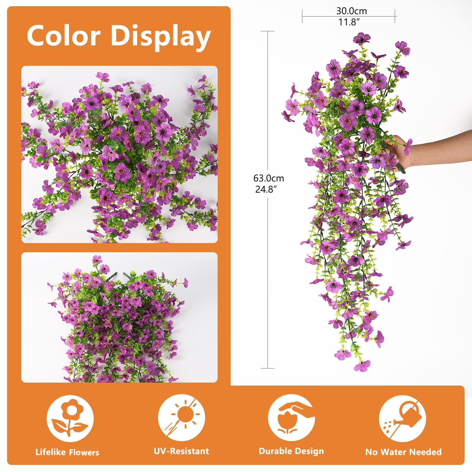 Hommyea purple hanging plant UV resistant captain for outdoor use