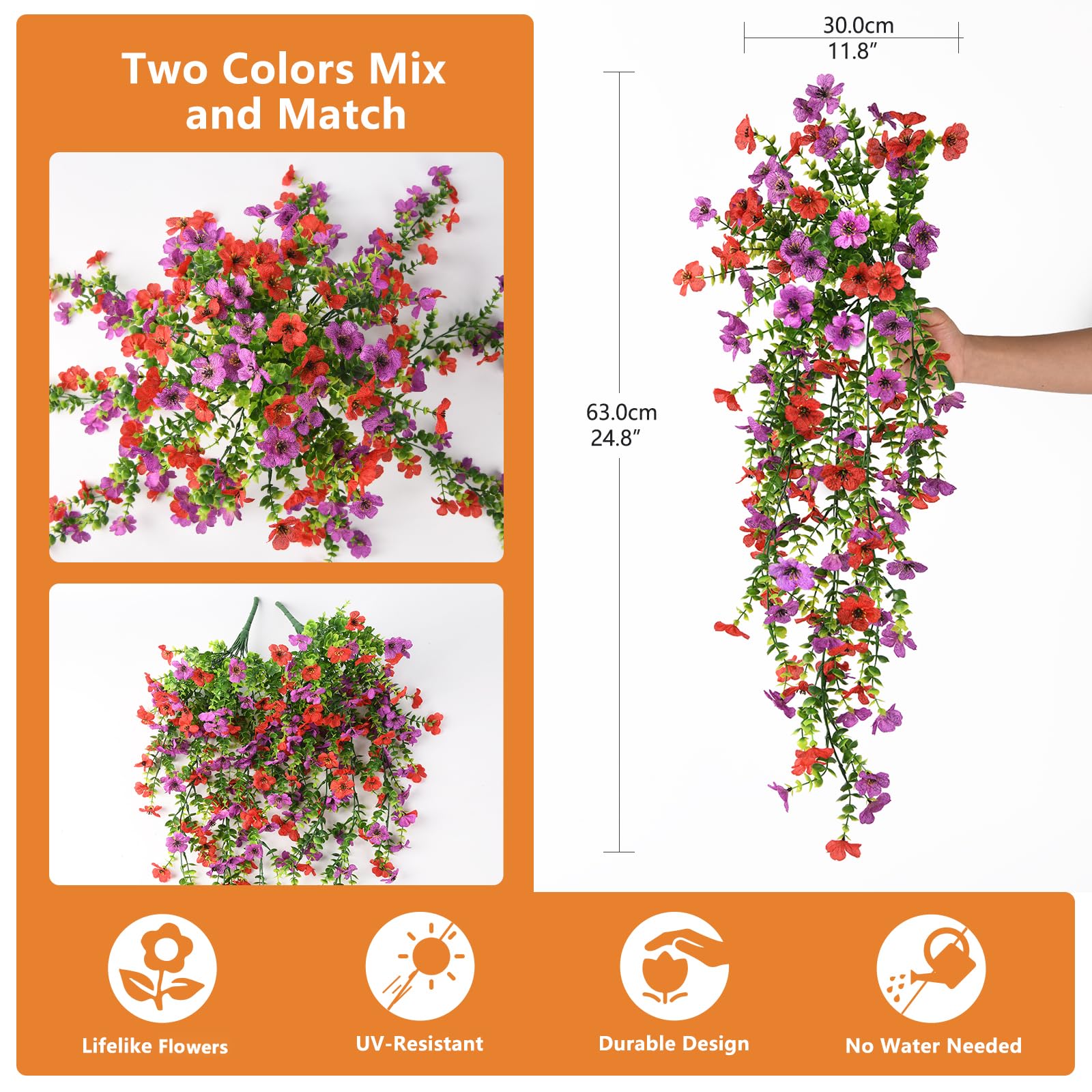 Hommyea faux silk daisy hanging flowers with dense leaves for garden decor.