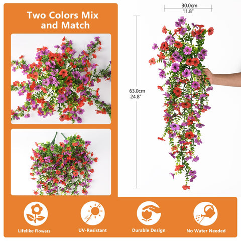 Hommyea faux silk daisy hanging flowers with dense leaves for garden decor.
