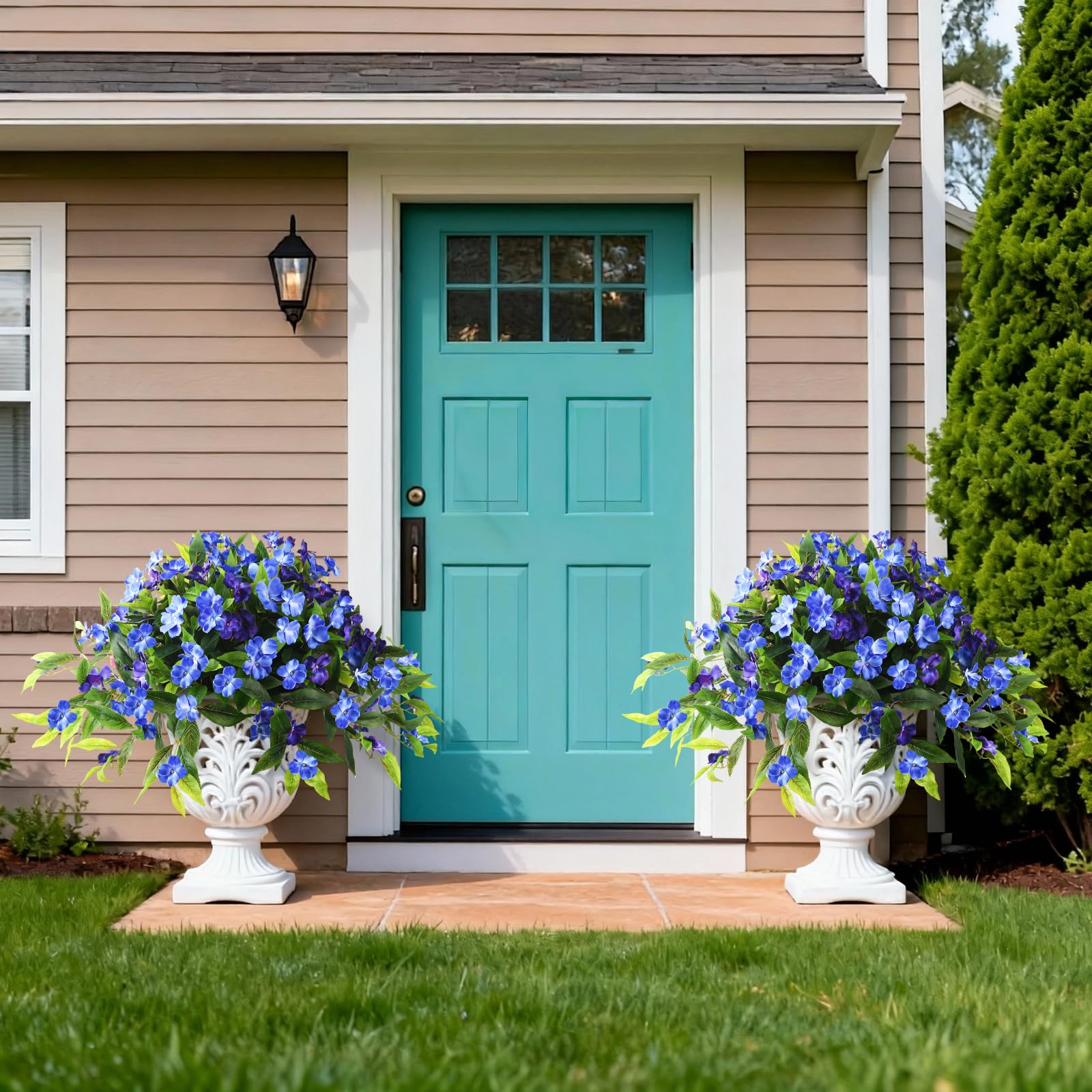 Hommyea front porch and walkway decor—year-round greenery that stays fresh.