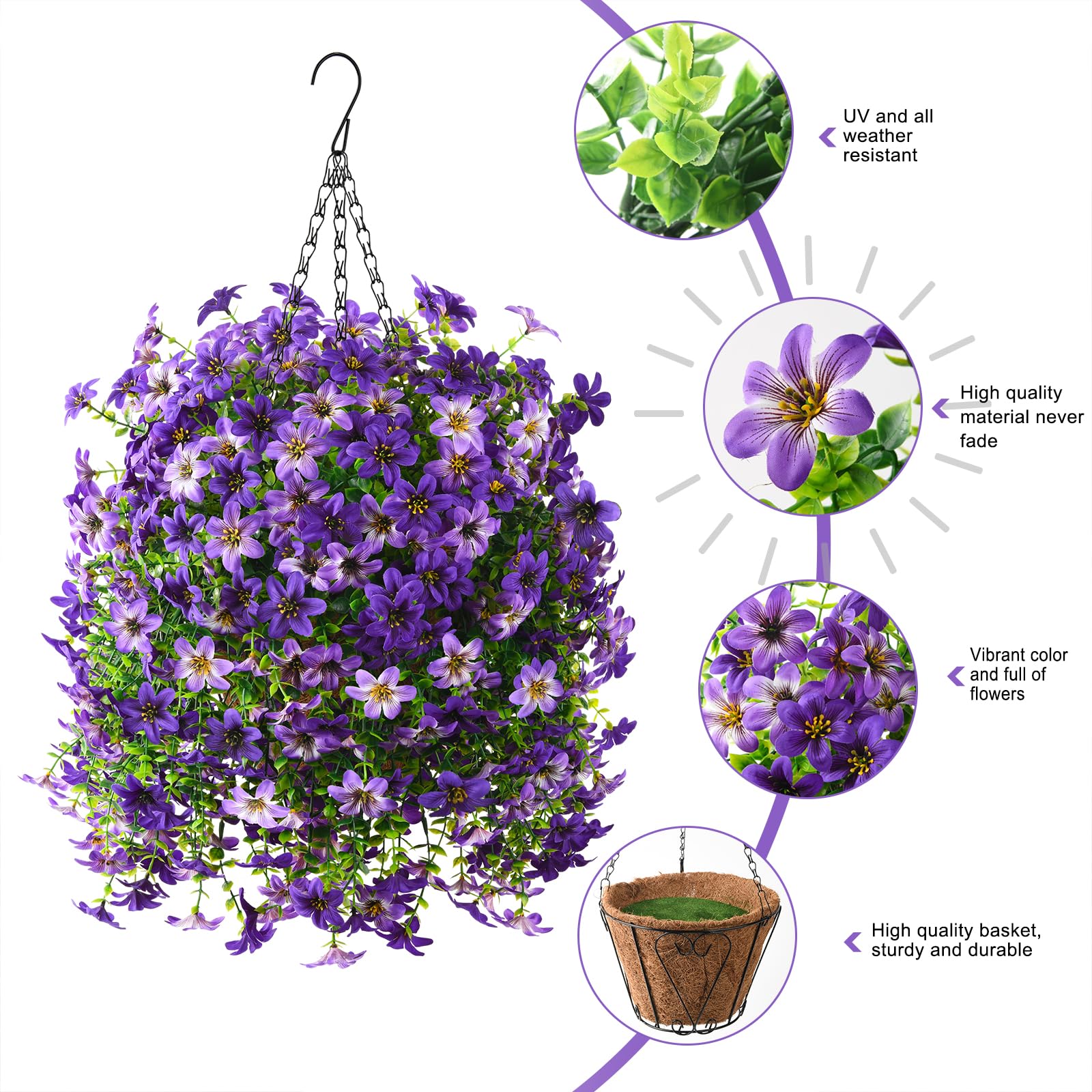 Hommyea four-bundle hanging basket on porch setup and decor