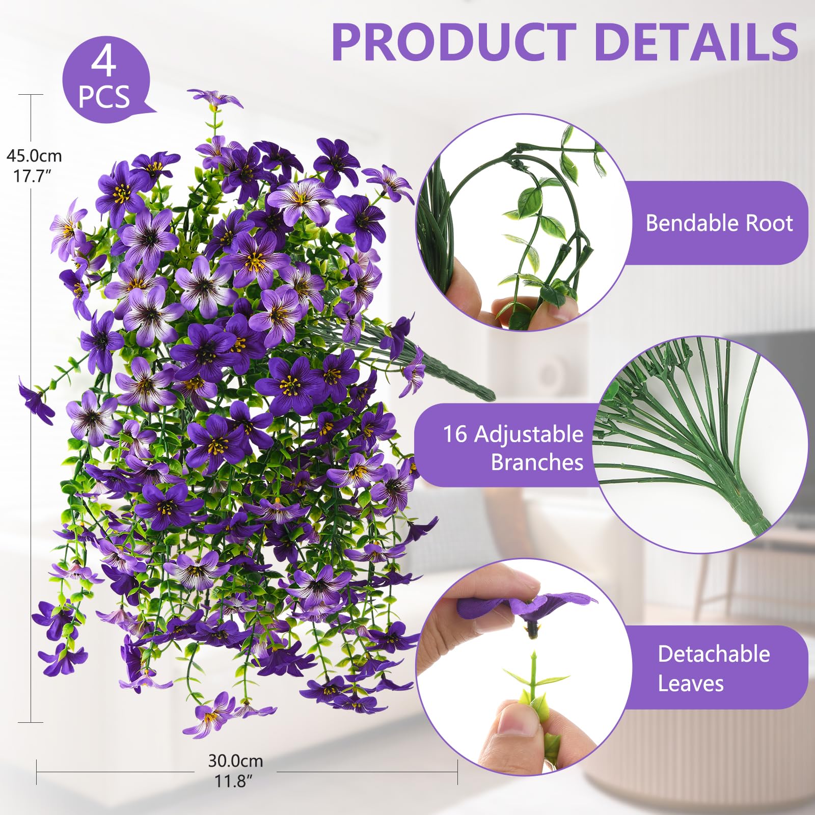 Hommyea no-fade hanging basket with silk blossoms for long-lasting display