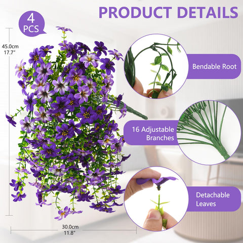Hommyea no-fade hanging basket with silk blossoms for long-lasting display