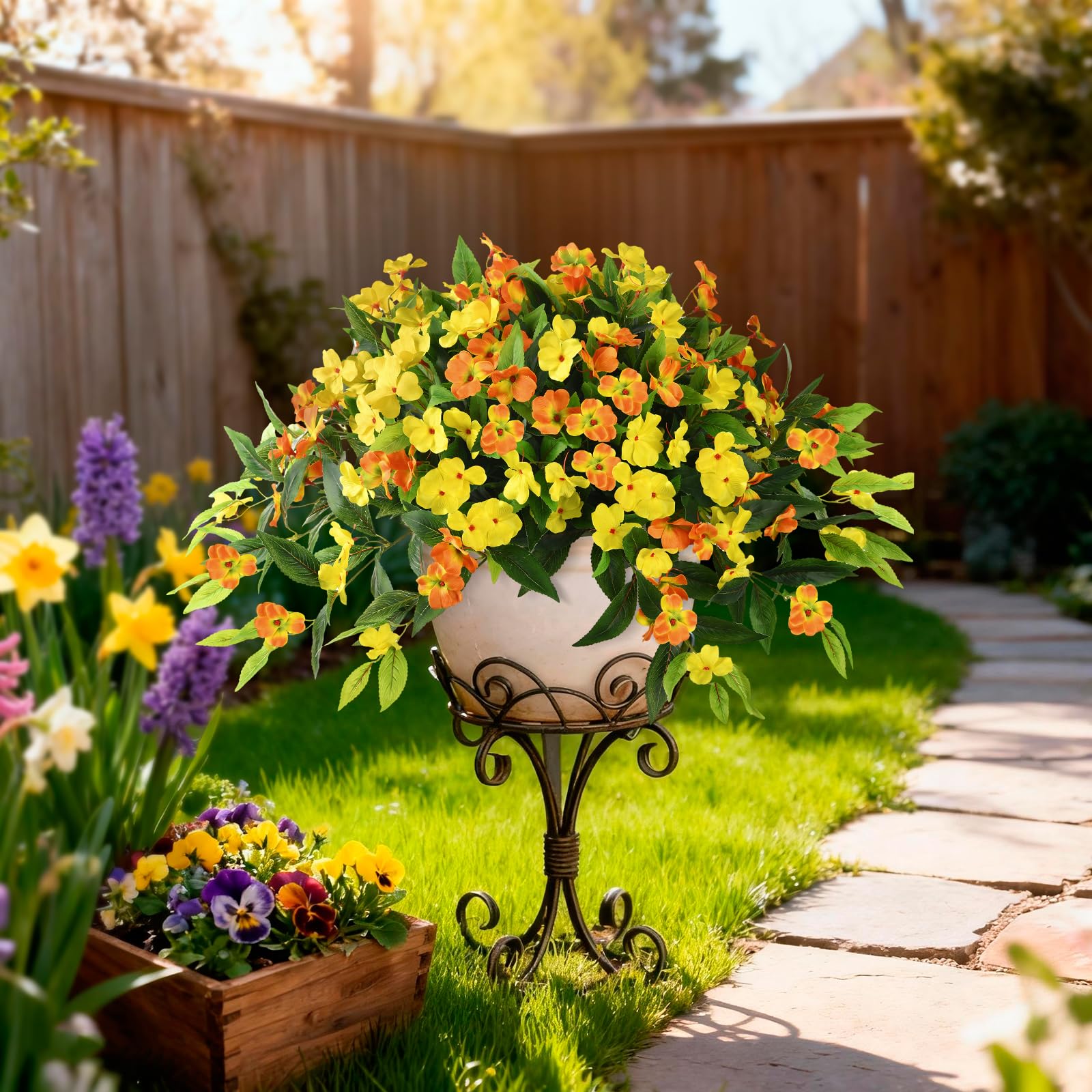 Hommyea no-maintenance artificial flowers, vibrant year-round without watering or pruning.