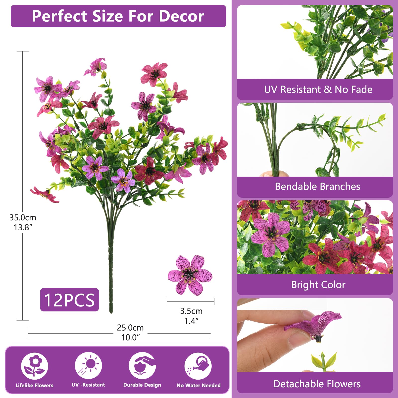 Hommyea silk artificial flowers UV resistant for all-weather decor