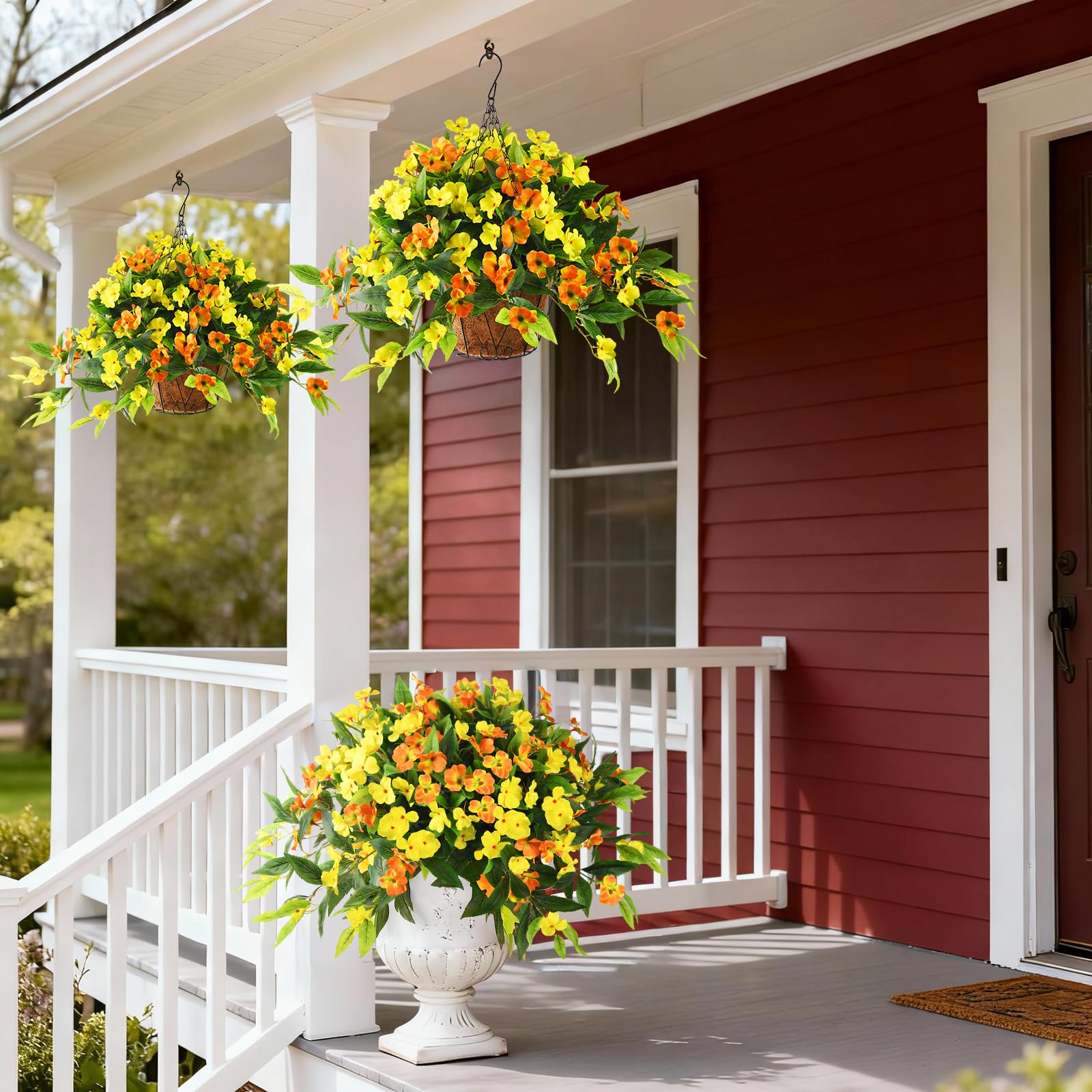 Hommyea silk flowers for planters, lifelike detail enhances porch or window boxes.
