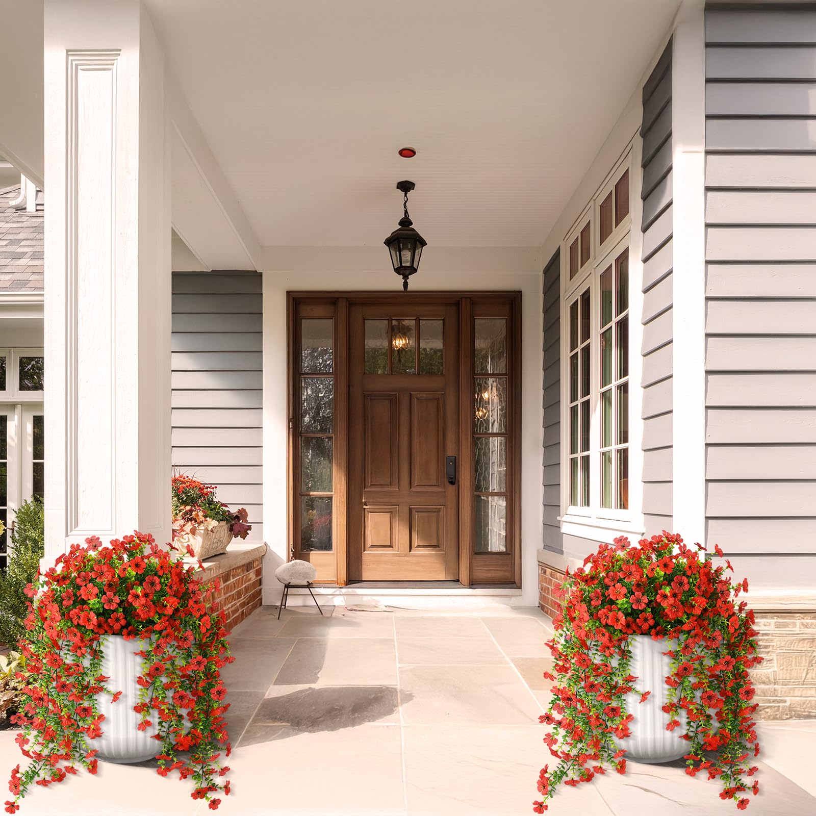 Hommyea two-pack outdoor hanging flowers for front porch and entry