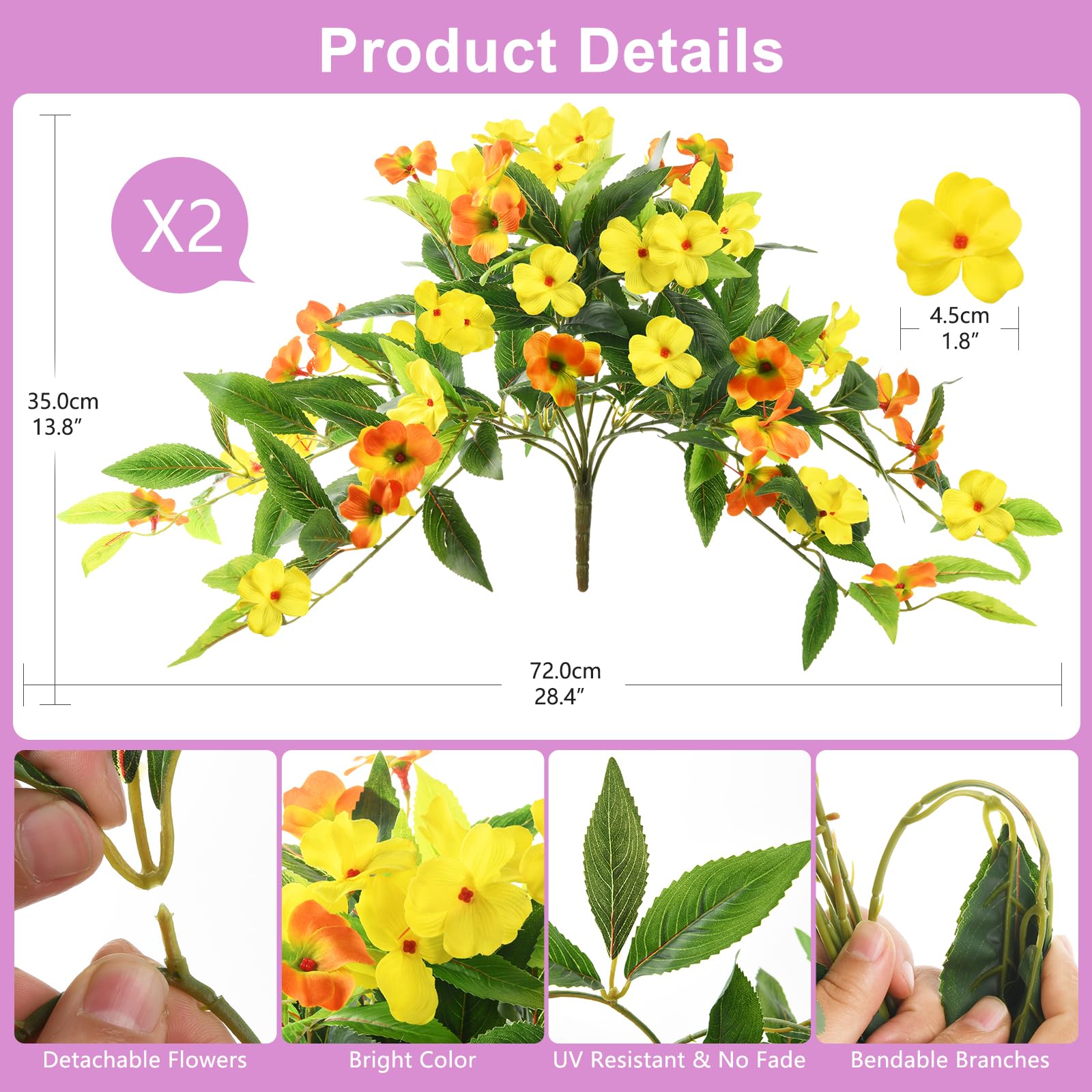 Hommyea uv-resistant fake flowers closeup, weatherproof texture for lasting garden decor.