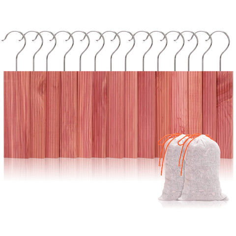 Homode cedar blocks for closet hangups, emitting a gentle forest fragrance.