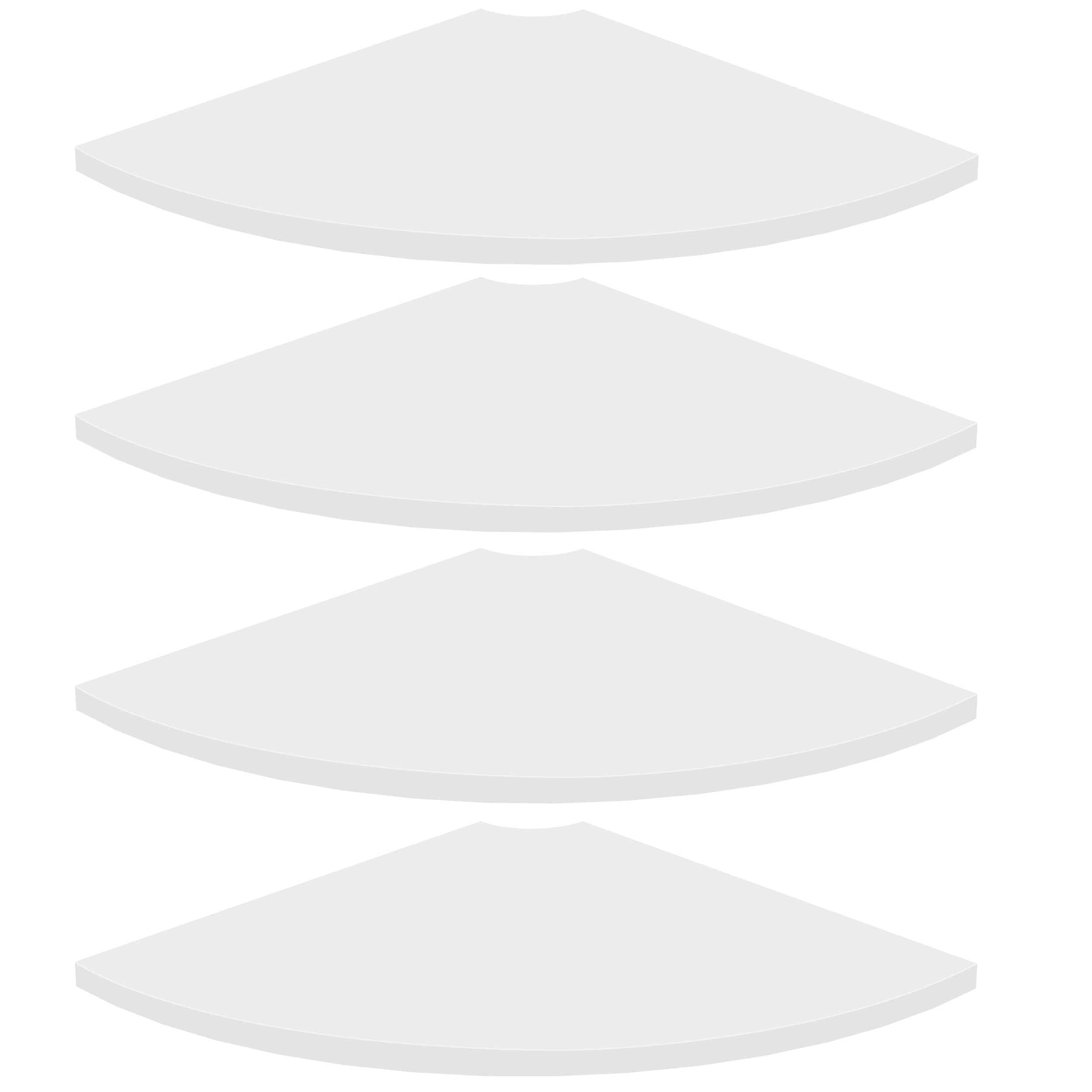 Homode corner floating shelf front view highlighting round white design and cable management feature.