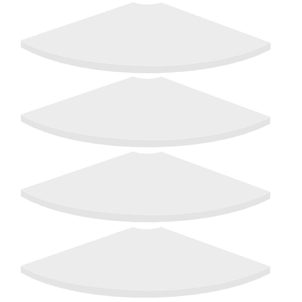 Homode corner floating shelf front view highlighting round white design and cable management feature.