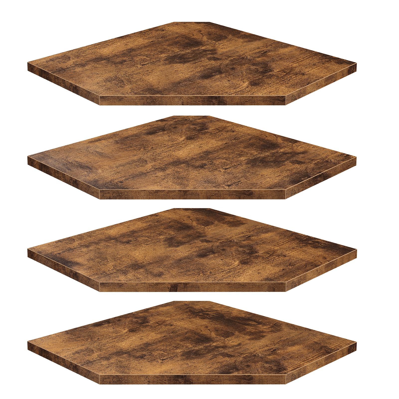 Homode corner shelf set of 4 in rustic wood finish for stylish storage.