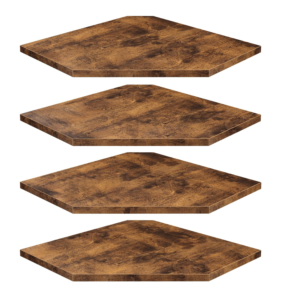 Homode corner shelf set of 4 in rustic wood finish for stylish storage.