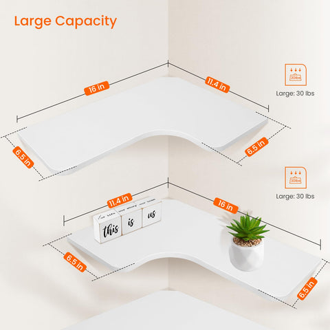 Homode corner shelves include hardware for quick, easy installation.