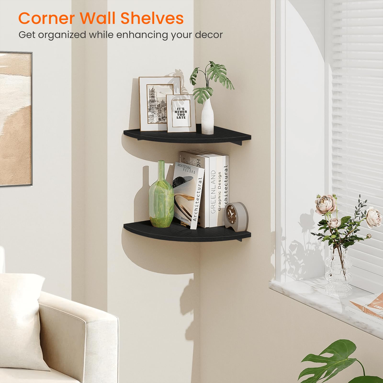 Homode corner shelf hardware included for easy installation.
