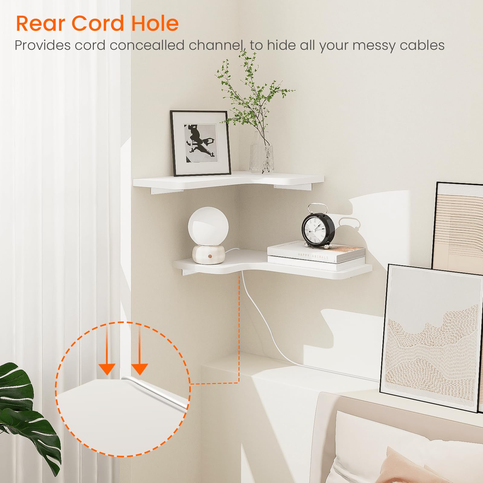 Homode corner shelves sturdy brackets ensure secure wall mounting.