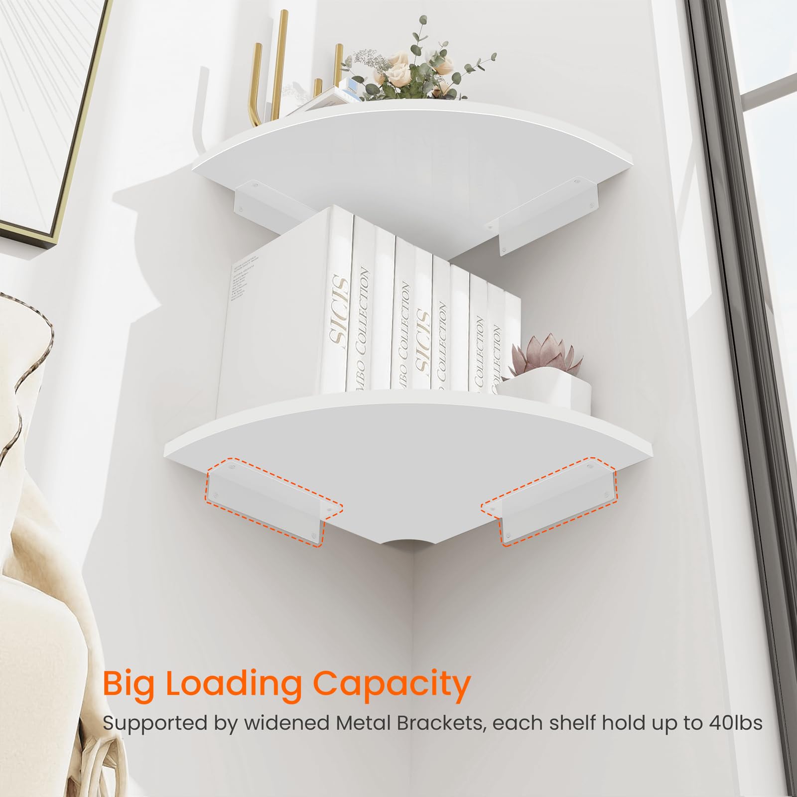 Homode Corner Wall Shelf set of 2 demonstrating versatile mounting for any room.