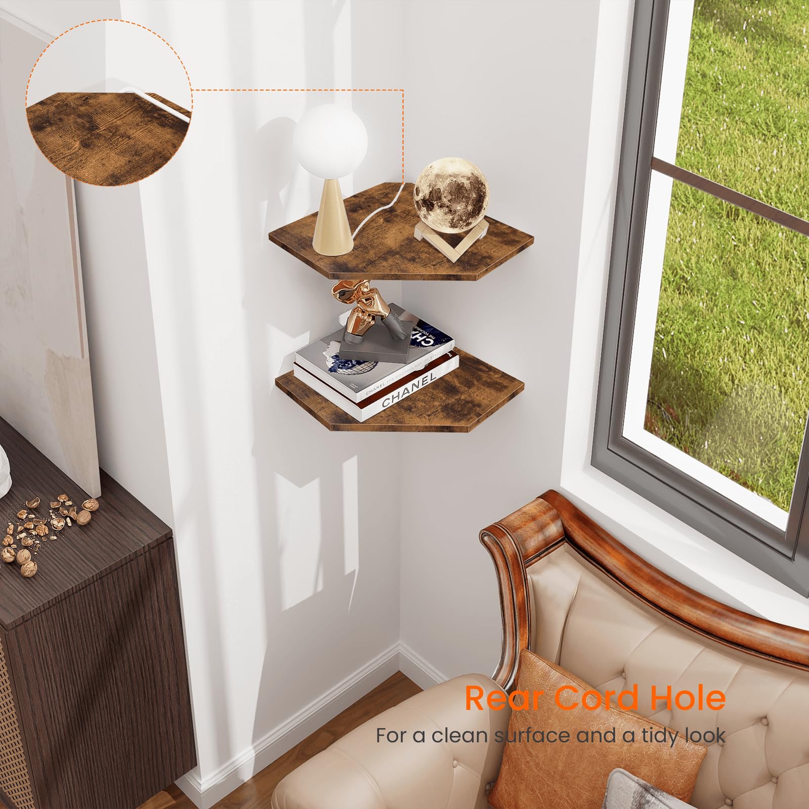 Homode shelf dimensions 10.4in depth and 16.5in width offer ample device space.
