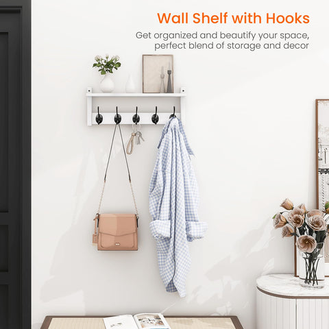 Homode entryway coat rack white mounted demonstrates space-saving design for keys and bags