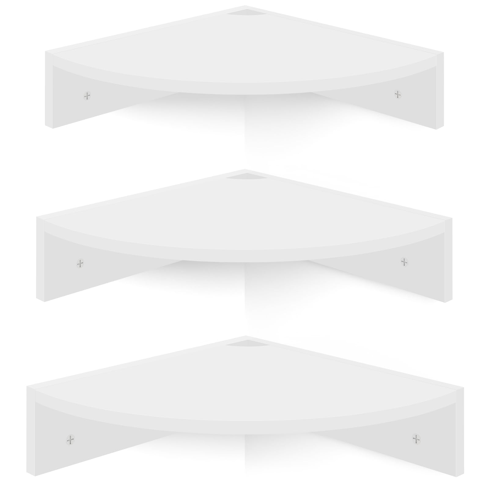 Homode set of three white floating corner shelves for stylish storage